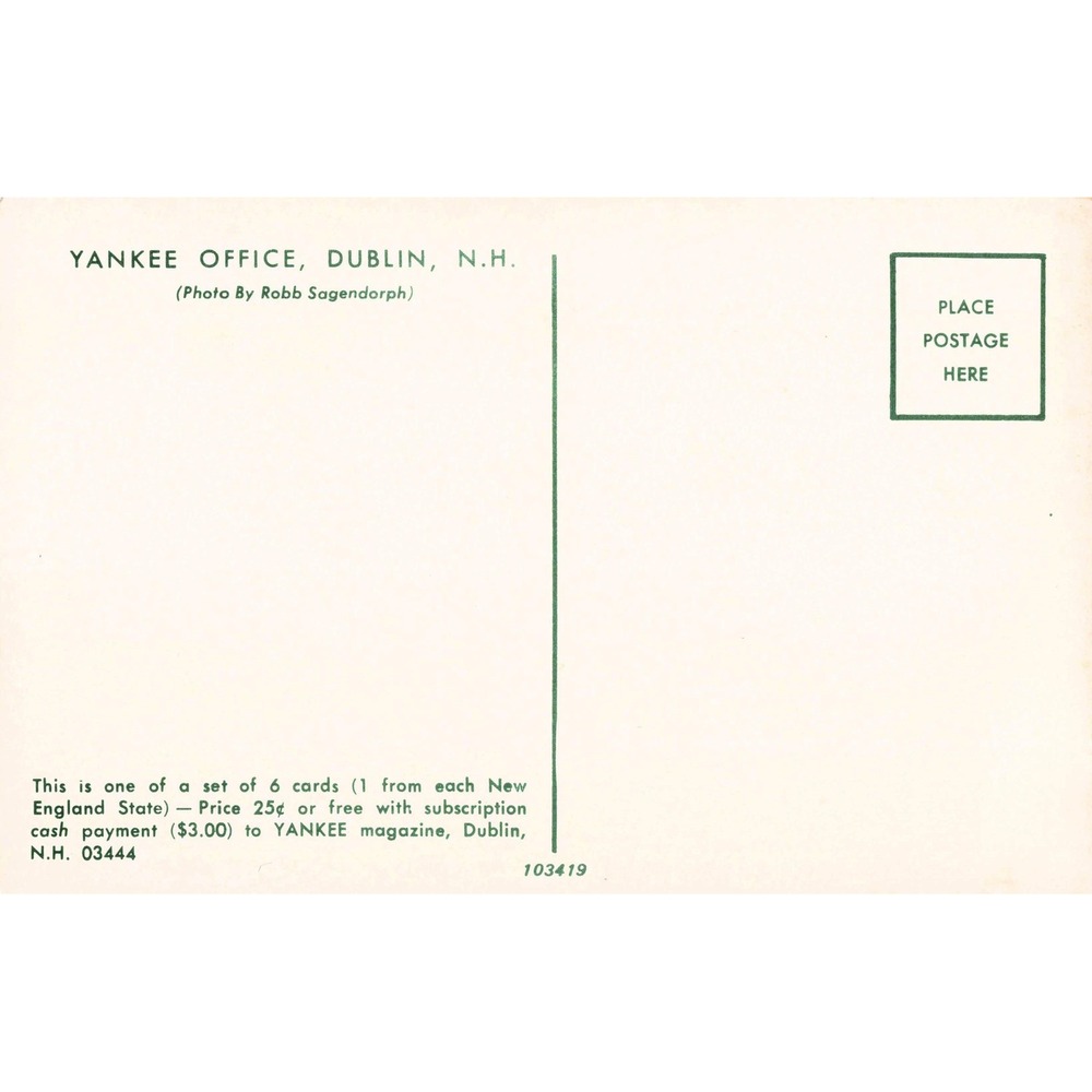 Dublin NH Yankee Office Chrome Postcard Robb Sagendorph c1960s New Hampshire - Picture 2 of 2